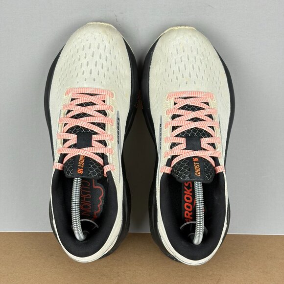 Brooks Ghost 16 Athletic Running Shoes Womens 6.5 White Pink Black Low Top - Picture 9 of 10